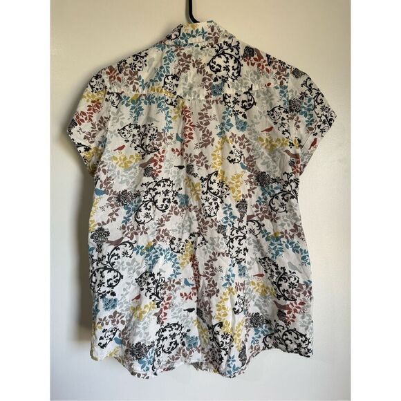 Aventura Womens 100%‎ Organic Cotton All Over Floral Print Button Shirt sz M - Picture 3 of 4